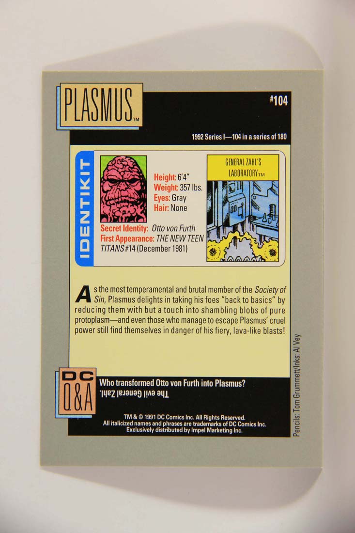 DC Cosmic 1991 Trading Card #104 General Zahl's Laboratory L013663