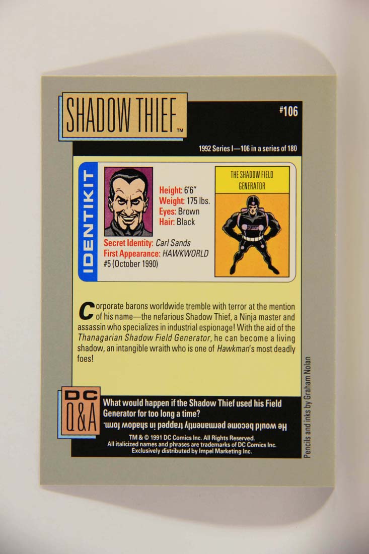DC Cosmic 1991 Trading Card #106 The Shadow Field Generator L013665