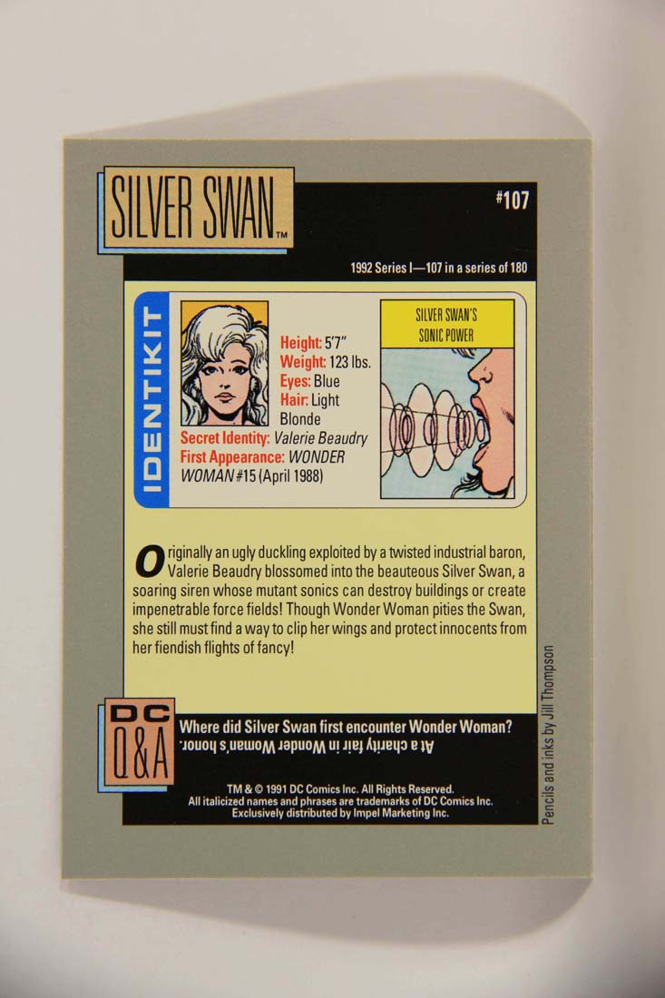 DC Cosmic 1991 Trading Card #107 Silver Swan's Sonic Power L013666