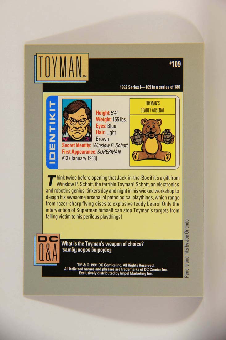 DC Cosmic 1991 Trading Card #109 Toyman's Deadly Arsenal L013668
