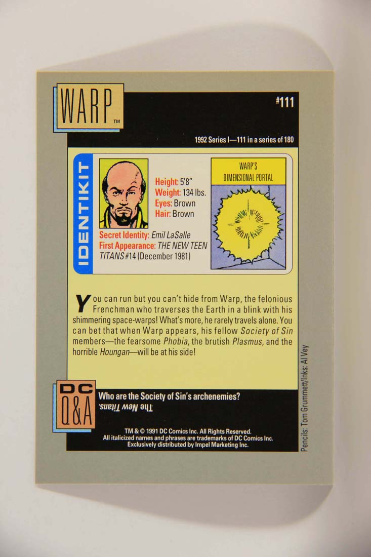DC Cosmic 1991 Trading Card #111 Warp's Dimensional Portal L013670
