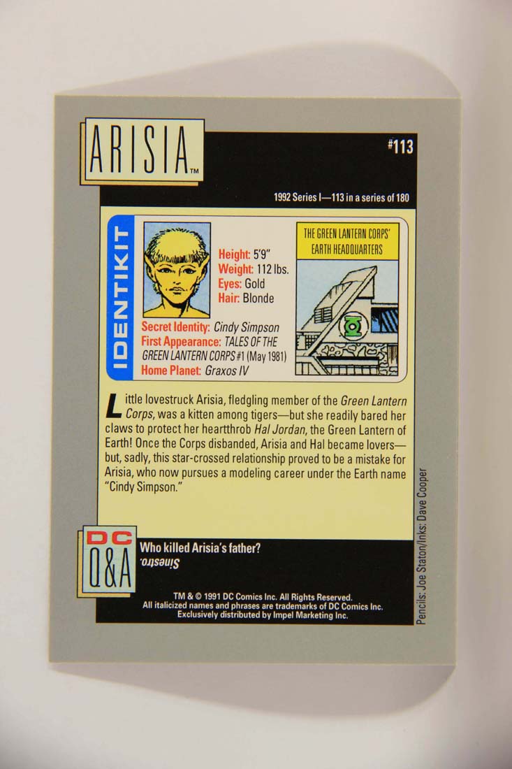 DC Cosmic 1991 Trading Card #113 The Green Lantern Corps' Earth Headquarters L013672