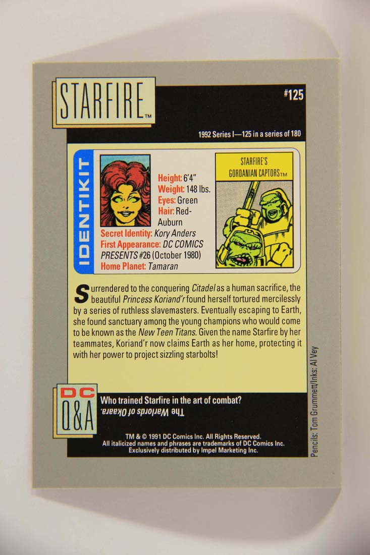 DC Cosmic 1991 Trading Card #125 Starfire's Gordanian Captors L013684