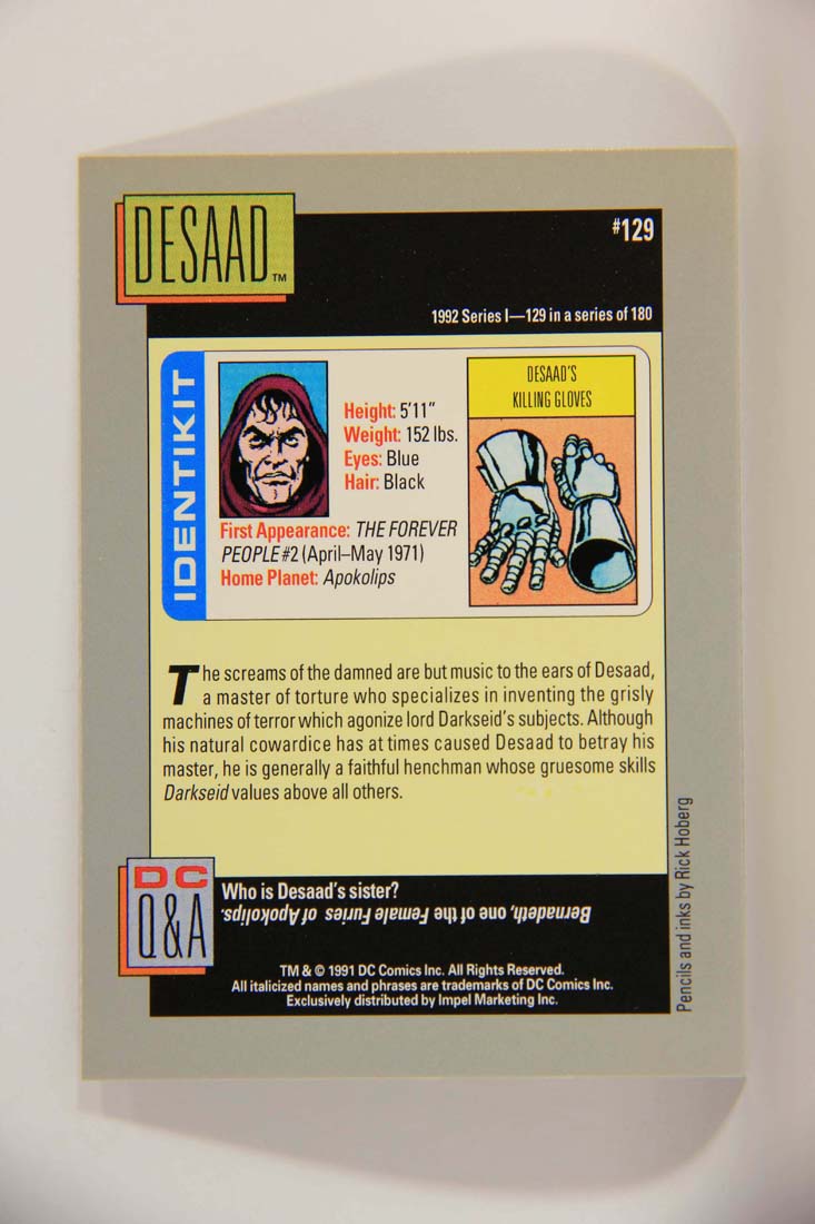 DC Cosmic 1991 Trading Card #129 Desaad's Killing Gloves L013688