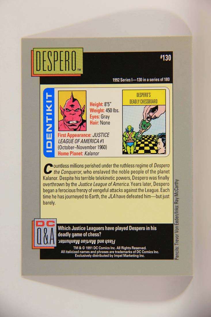 DC Cosmic 1991 Trading Card #130 Despero's Deadly Chessboard L013689