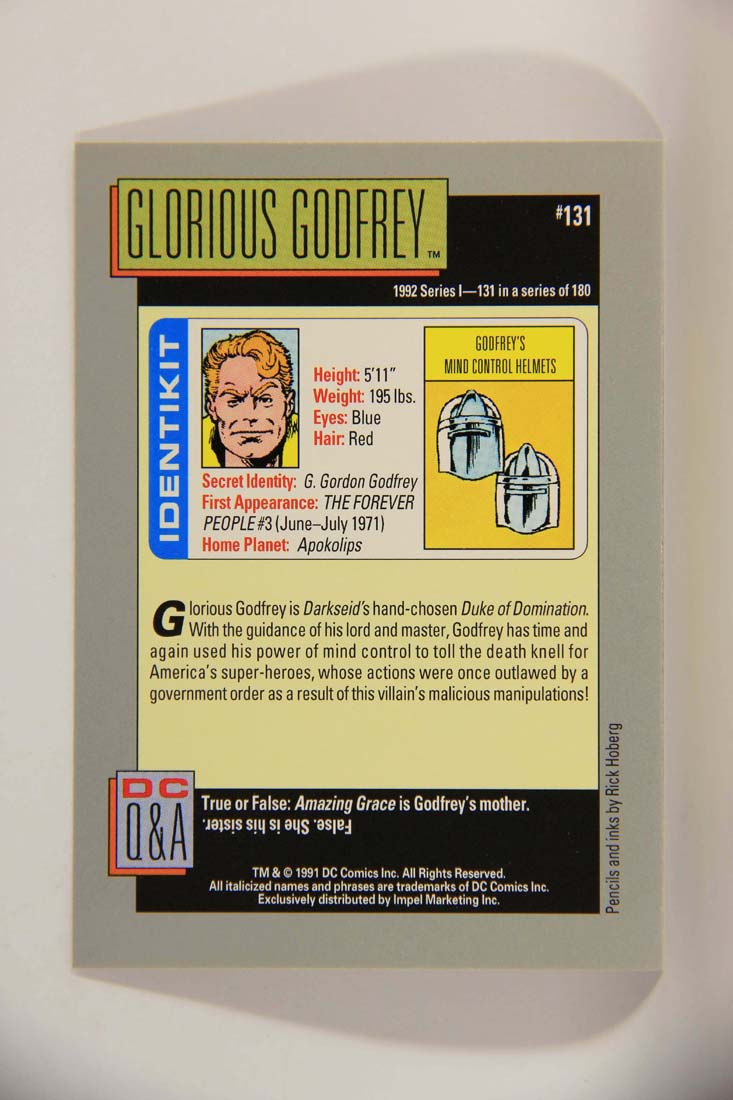 DC Cosmic 1991 Trading Card #131 Godfrey's Mind Control Helmets L013690
