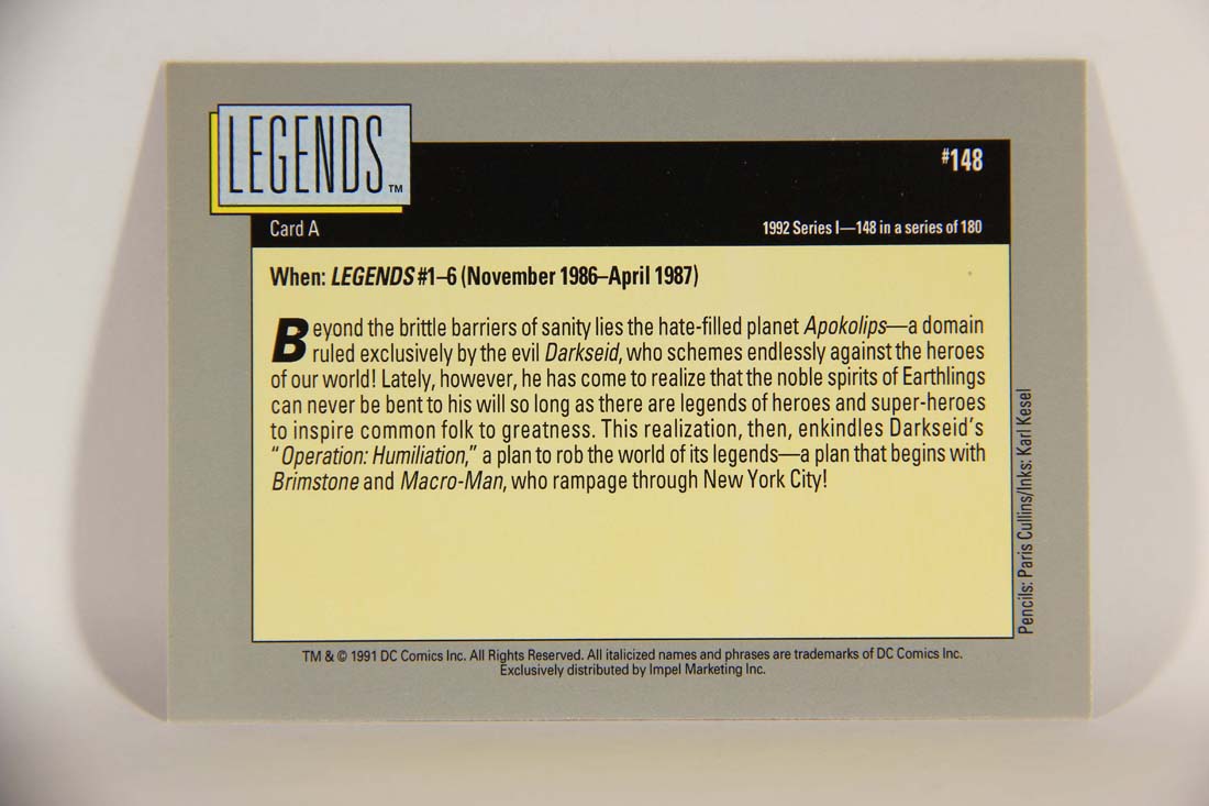 DC Cosmic 1991 Trading Card #148 Legends Card A L013707