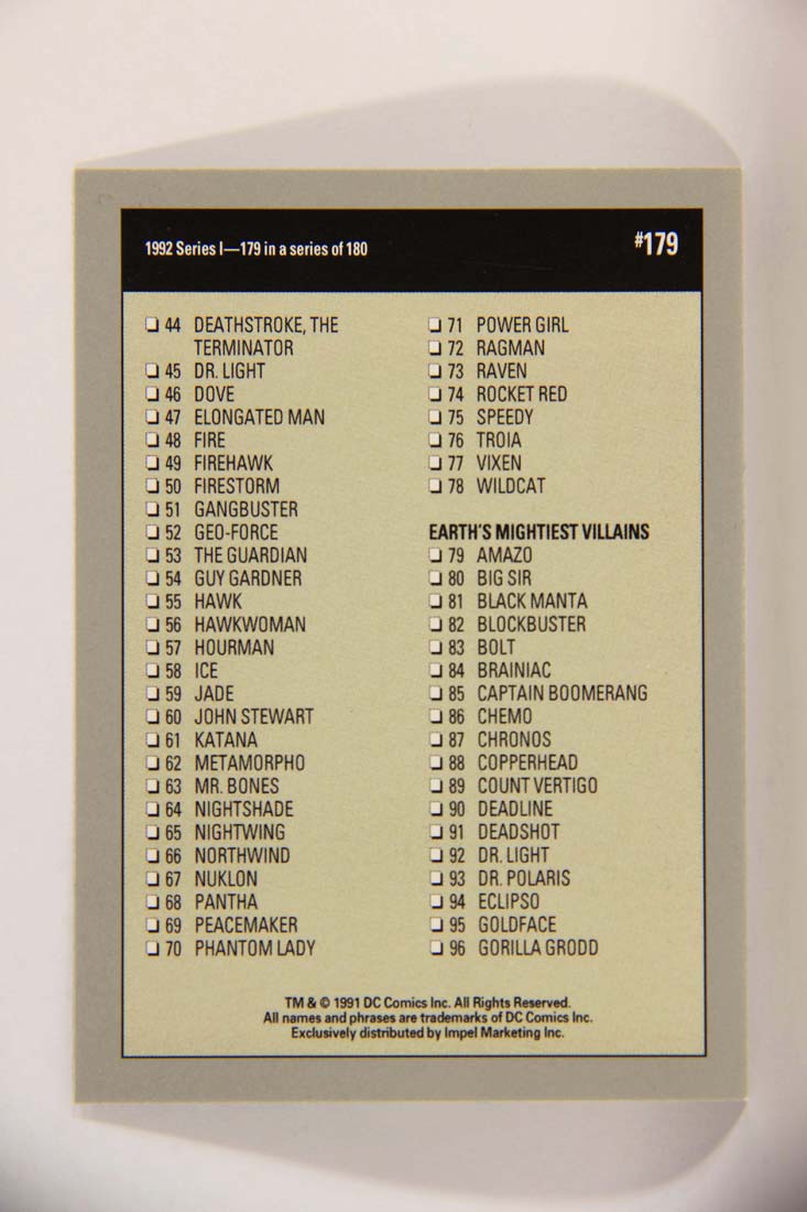 DC Cosmic 1991 Trading Card #179 Checklist Part One L013738