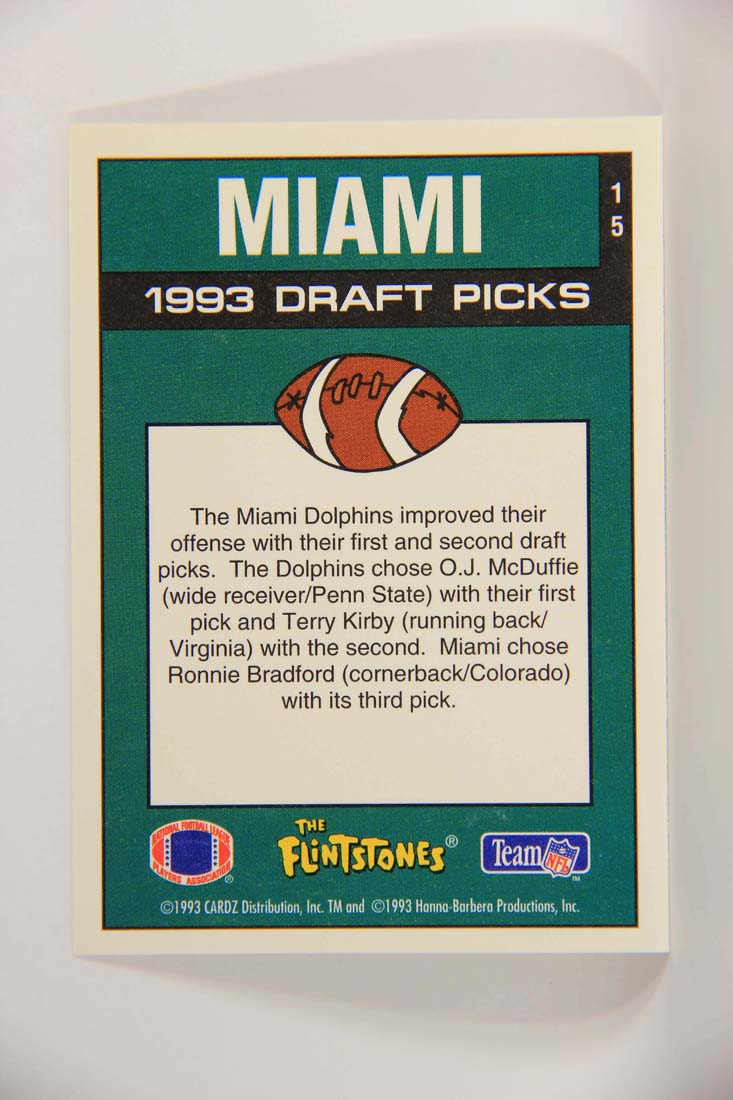 The Flintstones NFL 1993 Trading Card #15 Miami Dolphins ENG L014210
