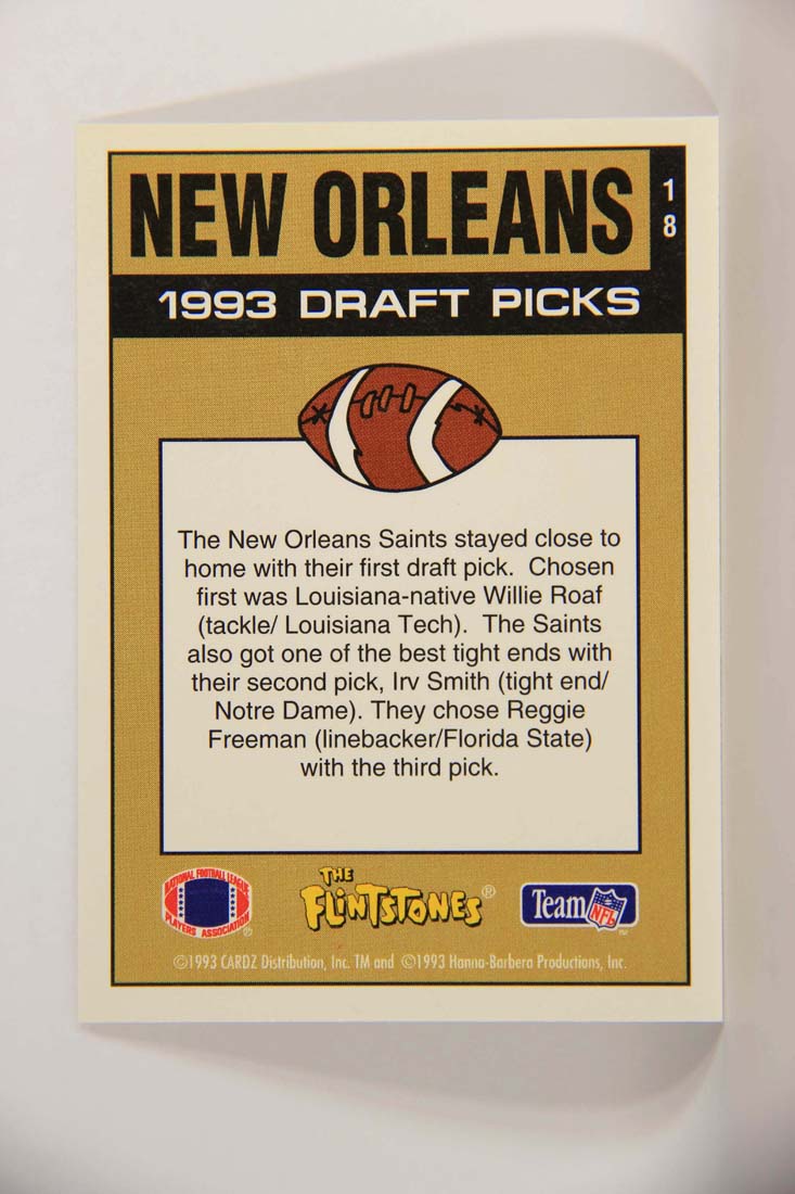 The Flintstones NFL 1993 Trading Card #18 New Orleans Saints ENG L014213