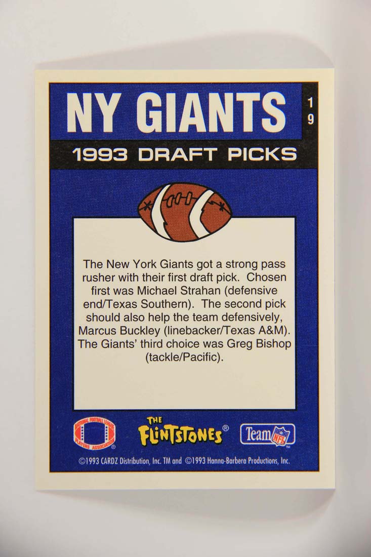 The Flintstones NFL 1993 Trading Card #19 NY Giants ENG L014214