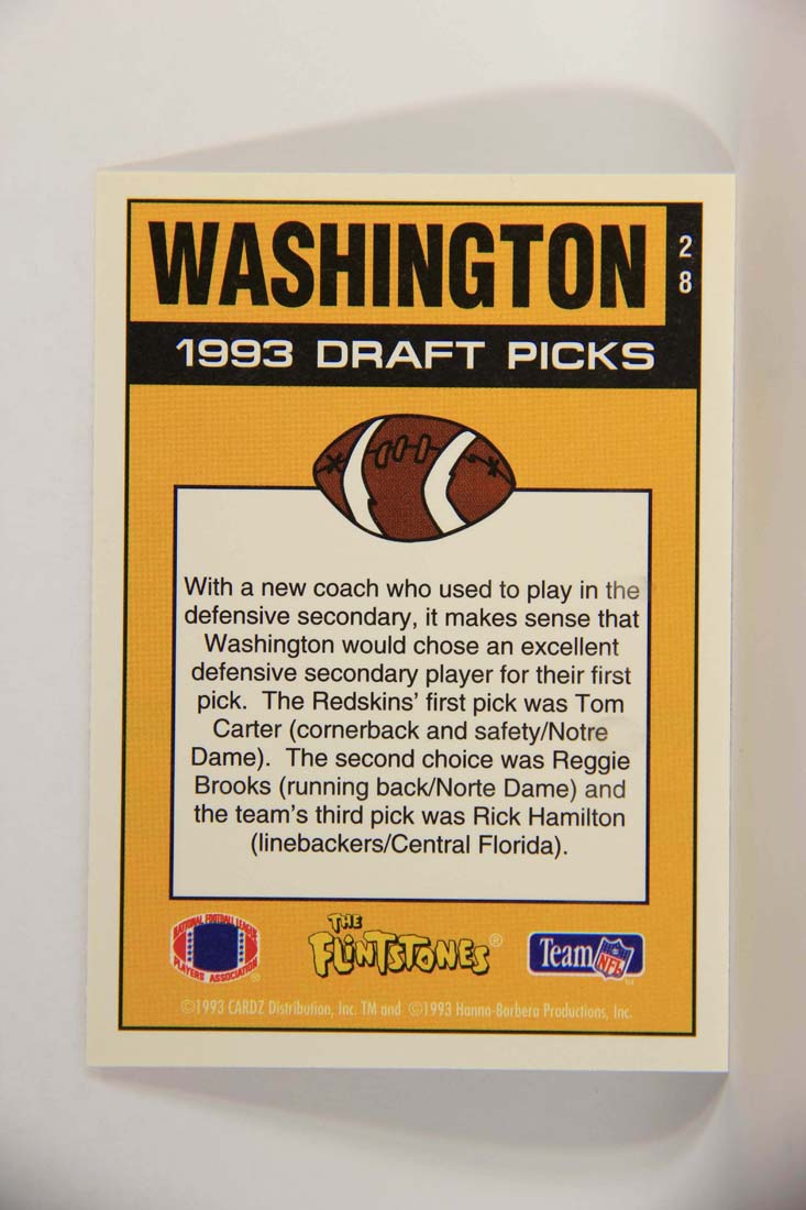 The Flintstones NFL 1993 Trading Card #28 Washington Redskins ENG L014223