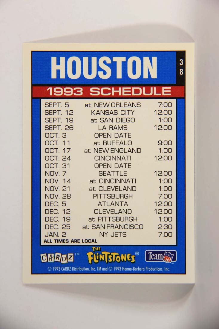 The Flintstones NFL 1993 Trading Card #38 Houston Oilers ENG L014233