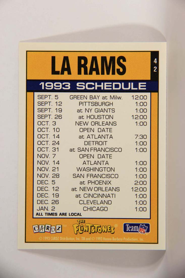 The Flintstones NFL 1993 Trading Card #42 LA Rams ENG L014237
