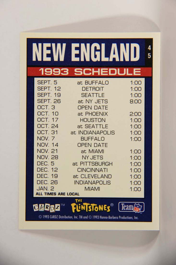 The Flintstones NFL 1993 Trading Card #45 New England Patriots ENG L014240