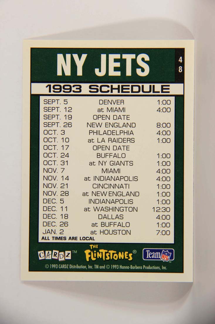 The Flintstones NFL 1993 Trading Card #48 NY Jets ENG L014243
