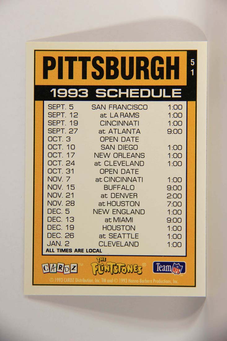 The Flintstones NFL 1993 Trading Card #51 Pittsburgh Steelers ENG L014246