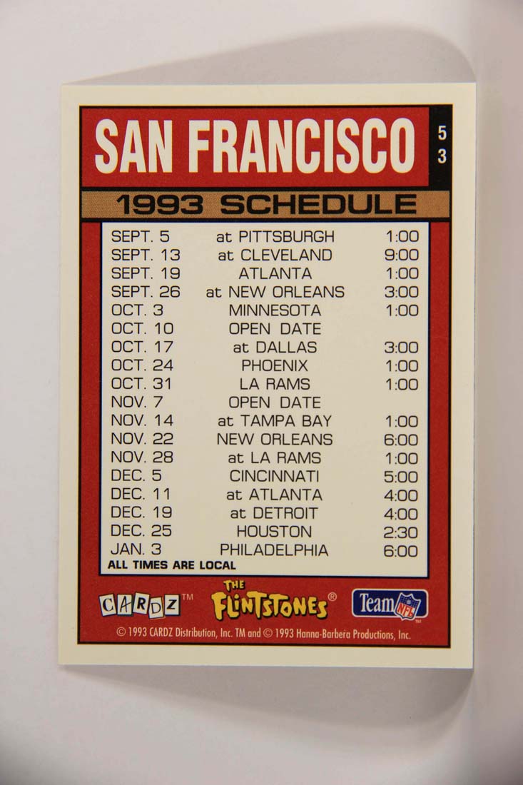 The Flintstones NFL 1993 Trading Card #53 San Francisco 49ers ENG L014248