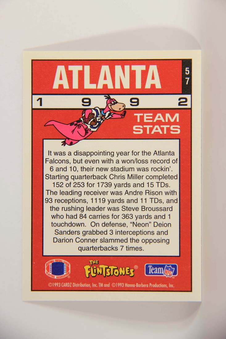 The Flintstones NFL 1993 Trading Card #57 Atlanta Falcons ENG L014252