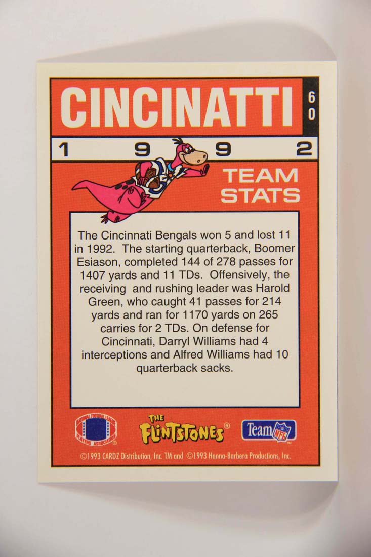 The Flintstones NFL 1993 Trading Card #60 Cincinnati Bengals ENG L014255