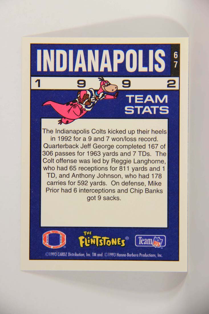 The Flintstones NFL 1993 Trading Card #67 Indianapolis Colts ENG L014262