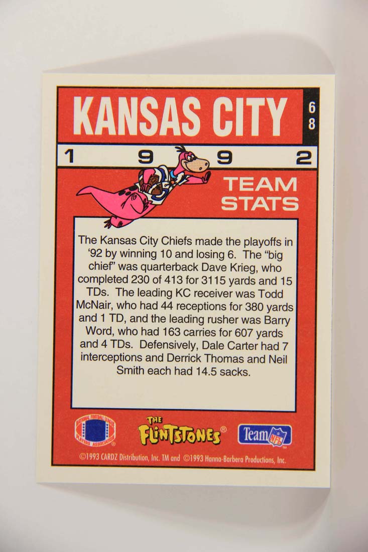 The Flintstones NFL 1993 Trading Card #68 Kansas City Chiefs ENG L014263
