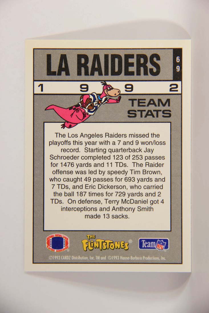 The Flintstones NFL 1993 Trading Card #69 LA Raiders ENG L014264