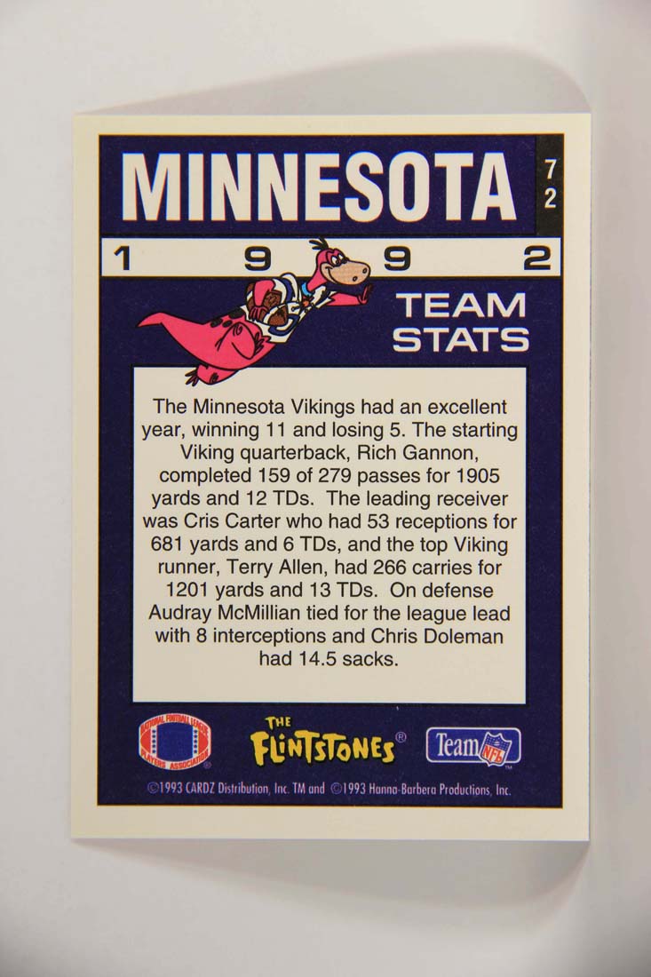 The Flintstones NFL 1993 Trading Card #72 Minnesota Vikings ENG L014267