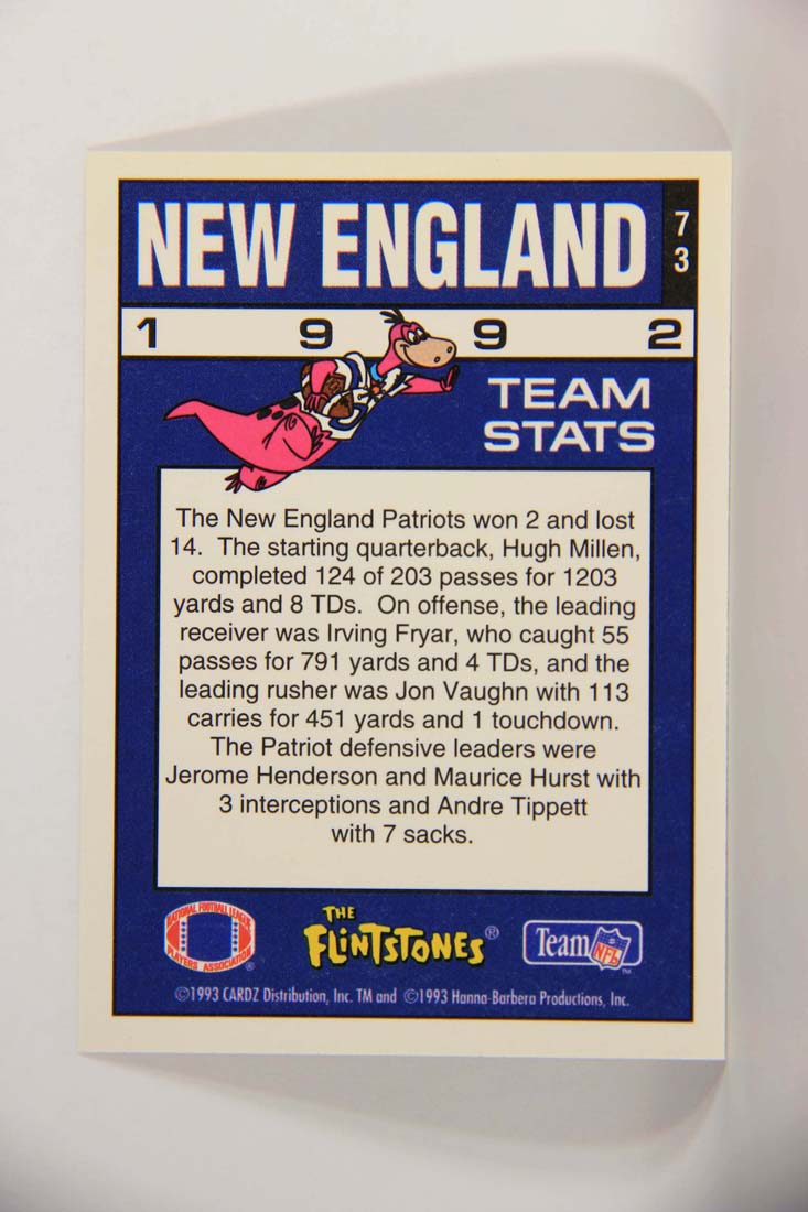 The Flintstones NFL 1993 Trading Card #73 New England Patriots ENG L014268