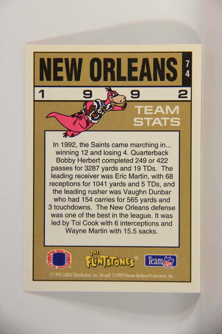 The Flintstones NFL 1993 Trading Card #74 New Orleans Saints ENG L014269