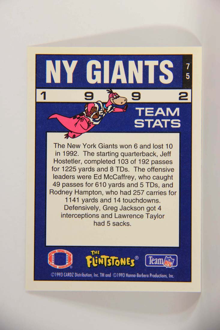 The Flintstones NFL 1993 Trading Card #75 NY Giants ENG L014270