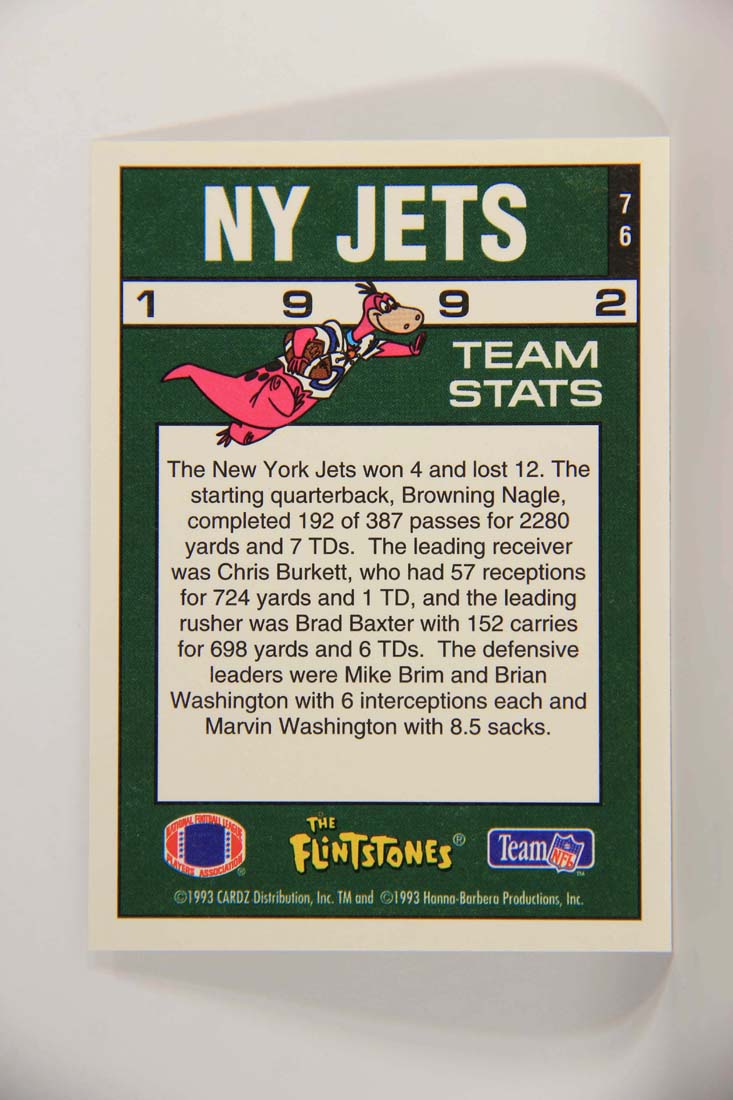 The Flintstones NFL 1993 Trading Card #76 NY Jets ENG L014271