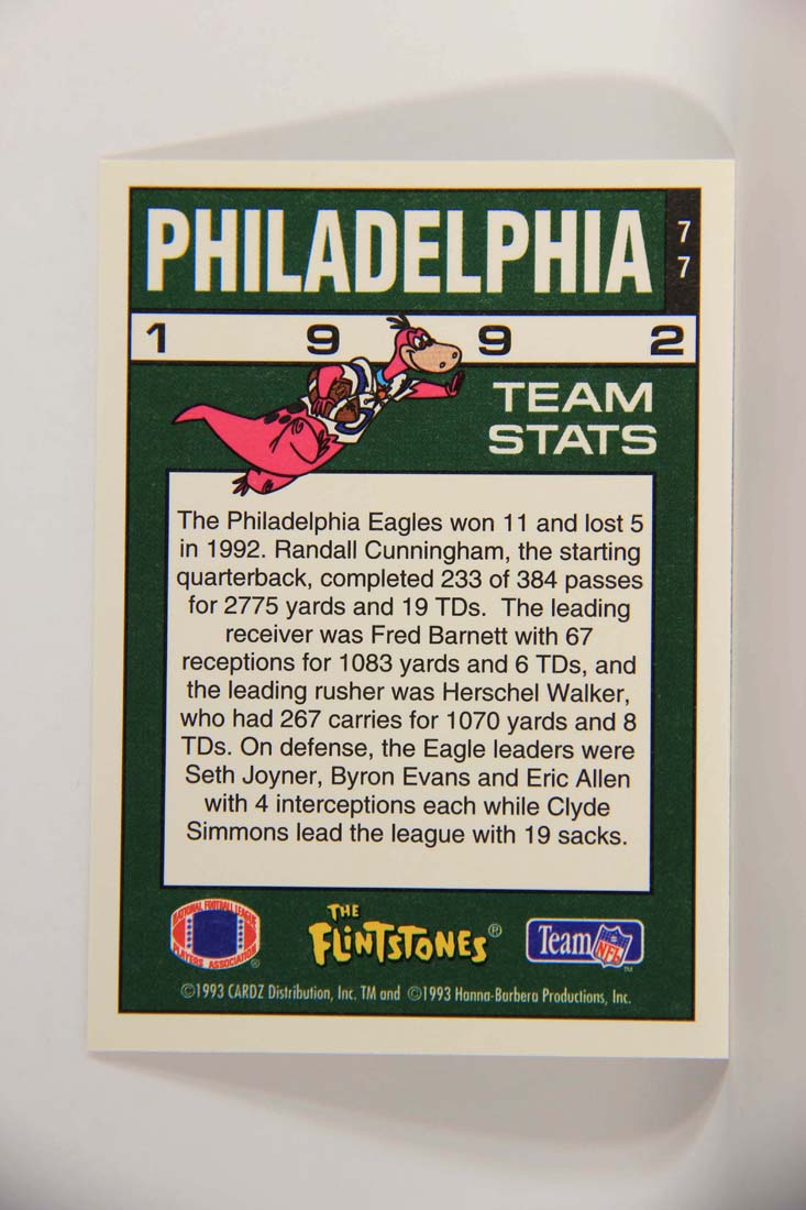 The Flintstones NFL 1993 Trading Card #77 Philadelphia Eagles ENG L014272