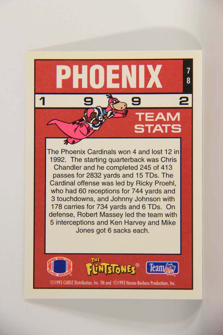 The Flintstones NFL 1993 Trading Card #78 Phoenix Cardinals ENG L014273