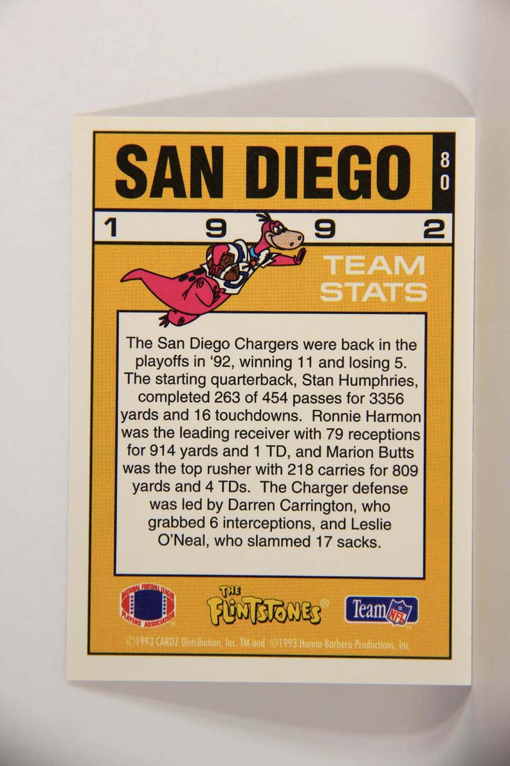 The Flintstones NFL 1993 Trading Card #80 San Diego Chargers ENG L014275