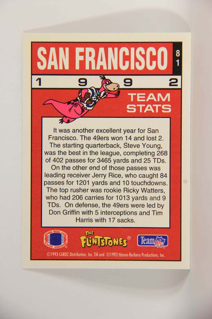 The Flintstones NFL 1993 Trading Card #81 San Francisco 49ers ENG L014276