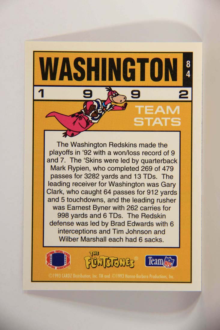 The Flintstones NFL 1993 Trading Card #84 Washington Redskins ENG L014279