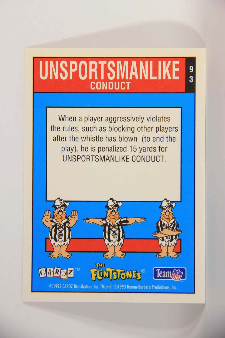 The Flintstones NFL 1993 Trading Card #93 Unsportsmanlike Conduct ENG L014288