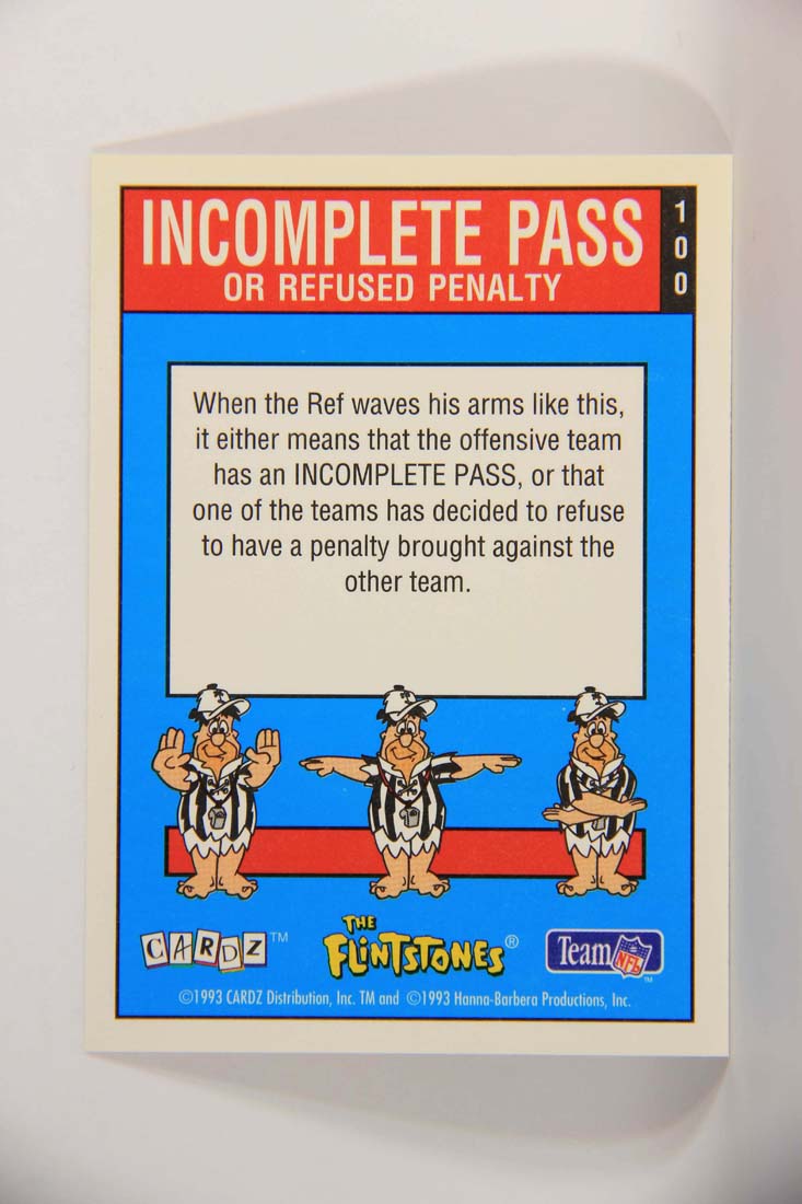The Flintstones NFL 1993 Trading Card #100 Incomplete Pass Or Refused Penalty ENG L014295