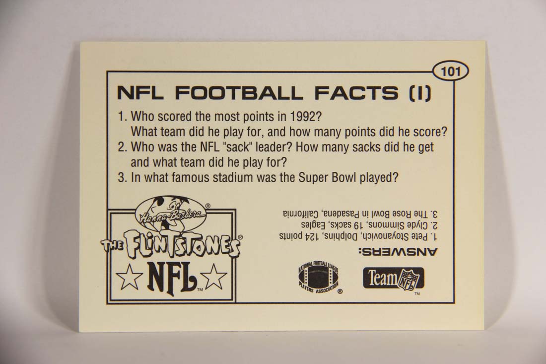 The Flintstones NFL 1993 Trading Card #101 NFL Football Facts I ENG L014296