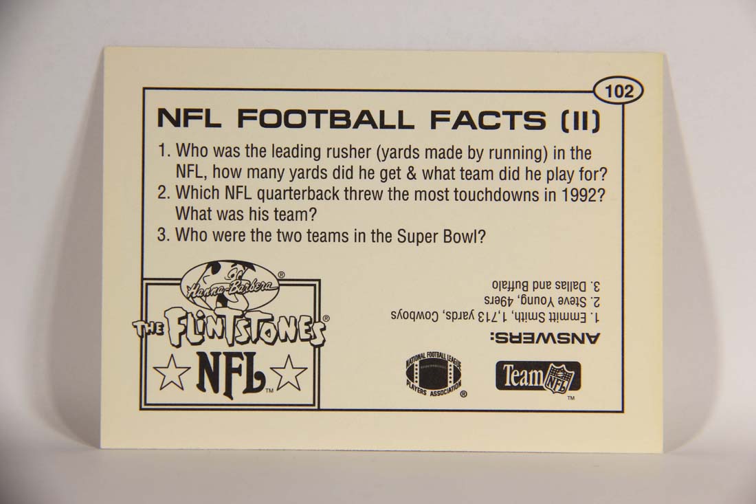 The Flintstones NFL 1993 Trading Card #102 NFL Football Facts II ENG L014297
