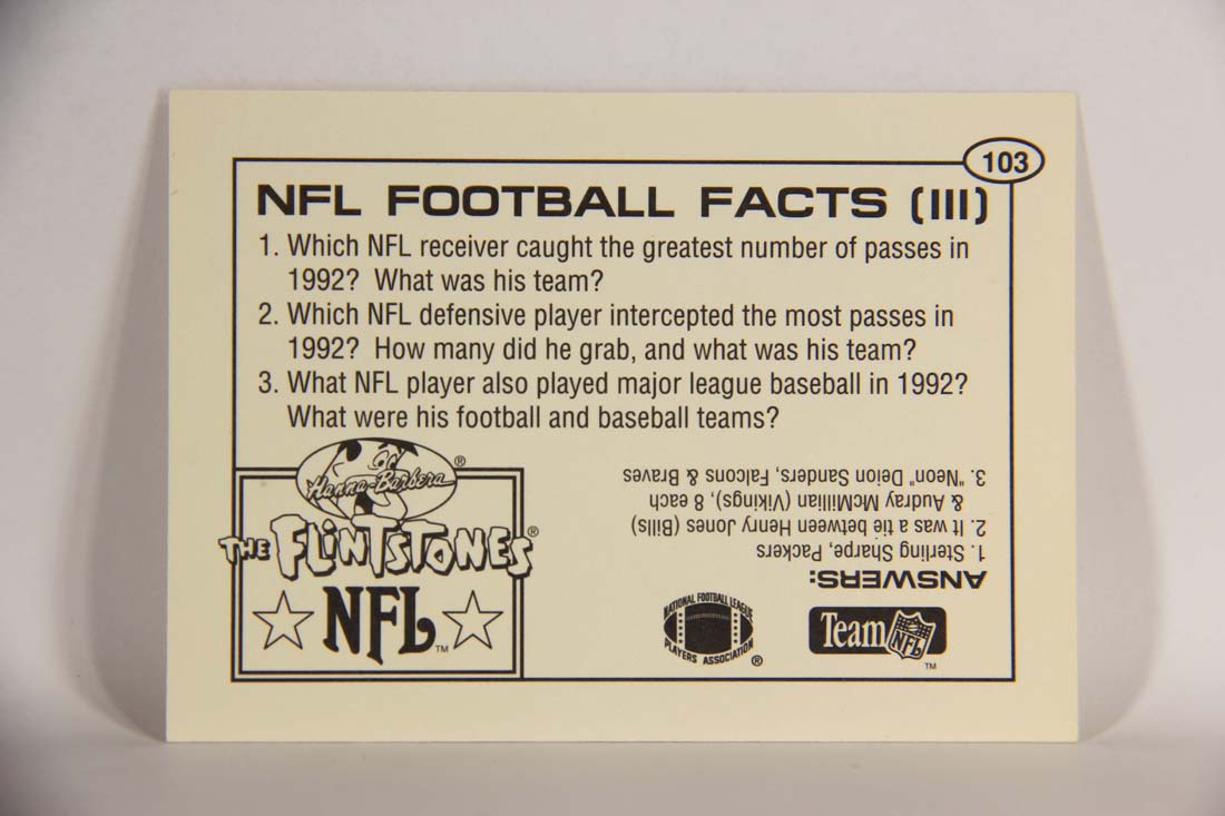 The Flintstones NFL 1993 Trading Card #103 NFL Football Facts III ENG L014298