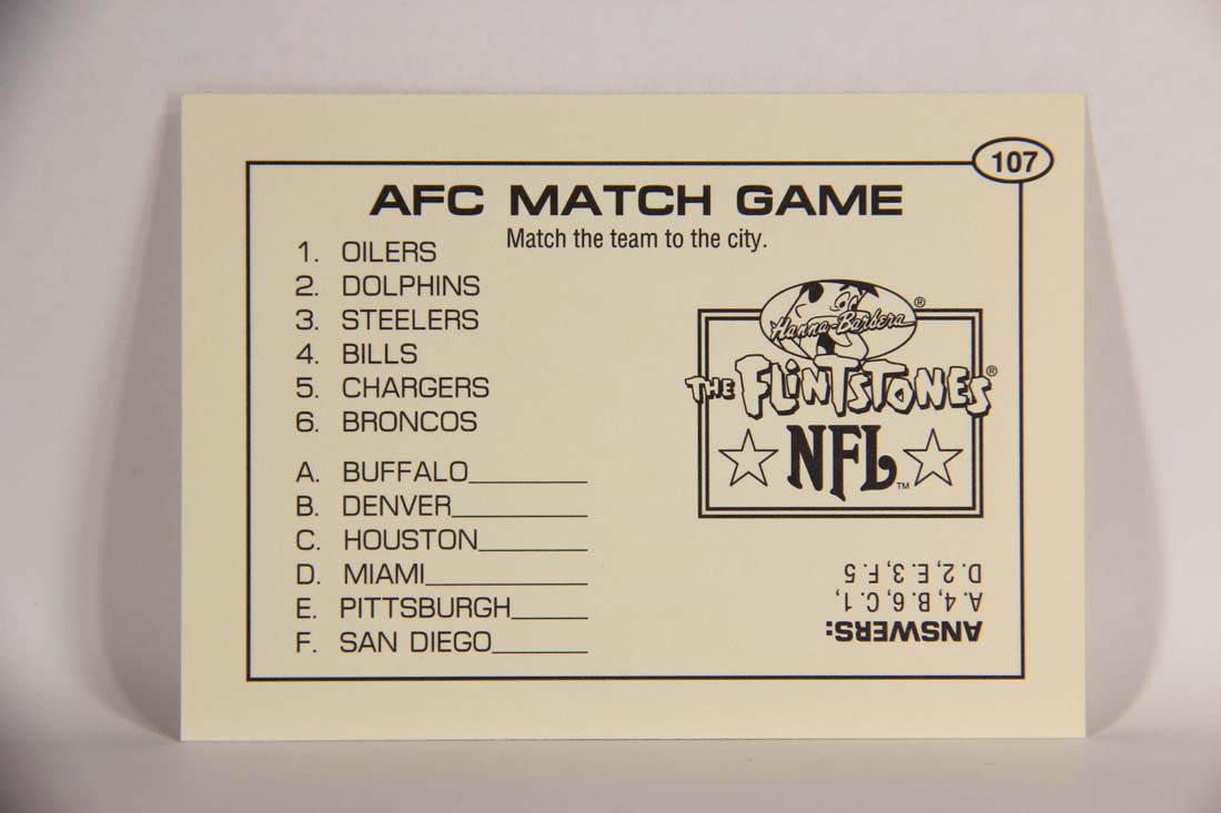 The Flintstones NFL 1993 Trading Card #107 AFC Match Game ENG L014302