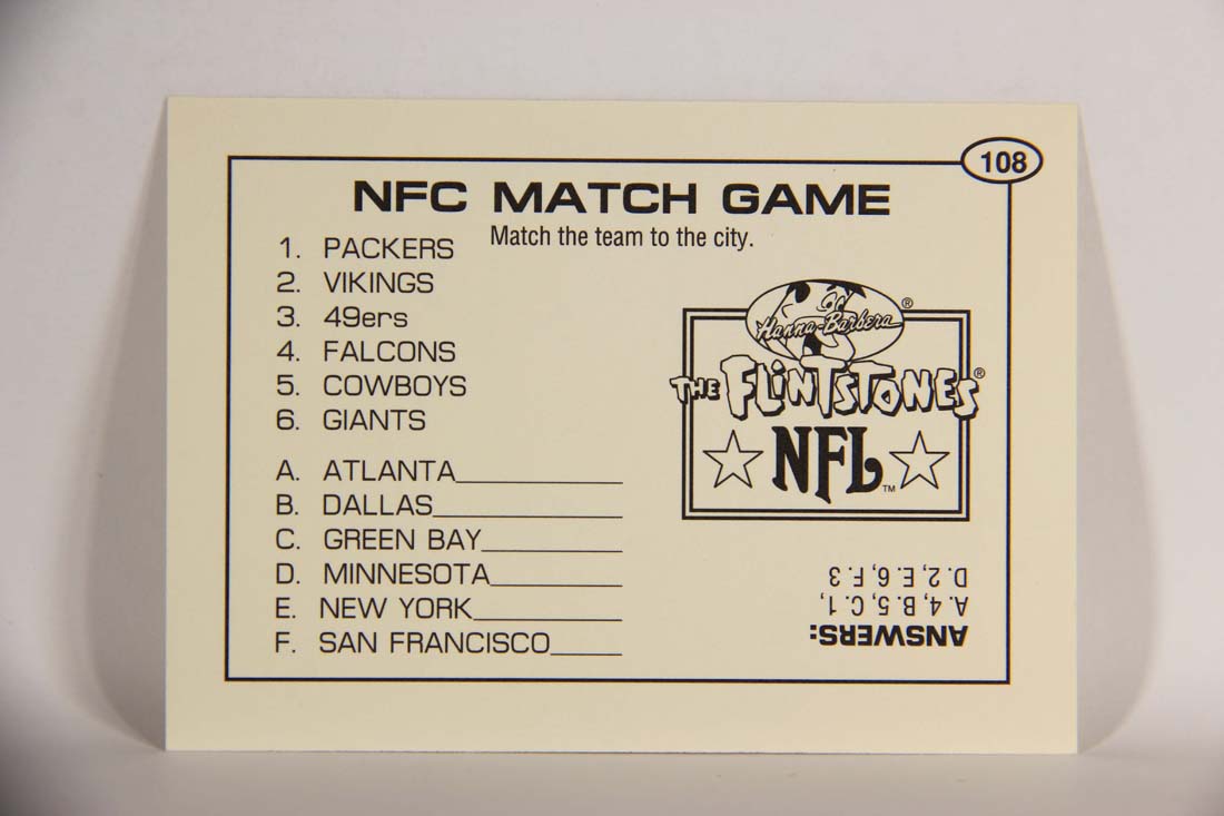 The Flintstones NFL 1993 Trading Card #108 NFC Match Game ENG L014303
