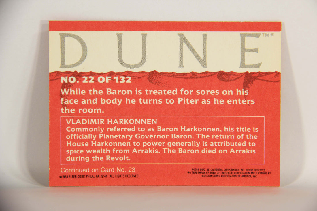 Dune 1984 Trading Card #22 Baron Harkonnen Receives His Treatment L014327