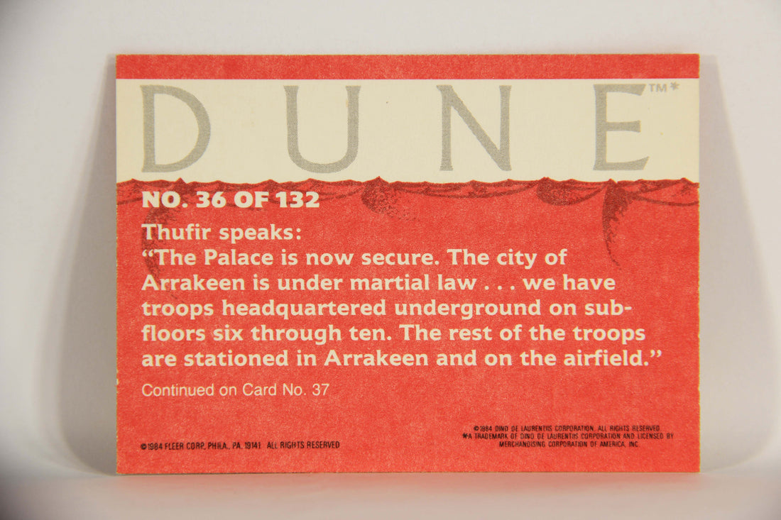 Dune 1984 Trading Card #36 Thufir Reports L014341