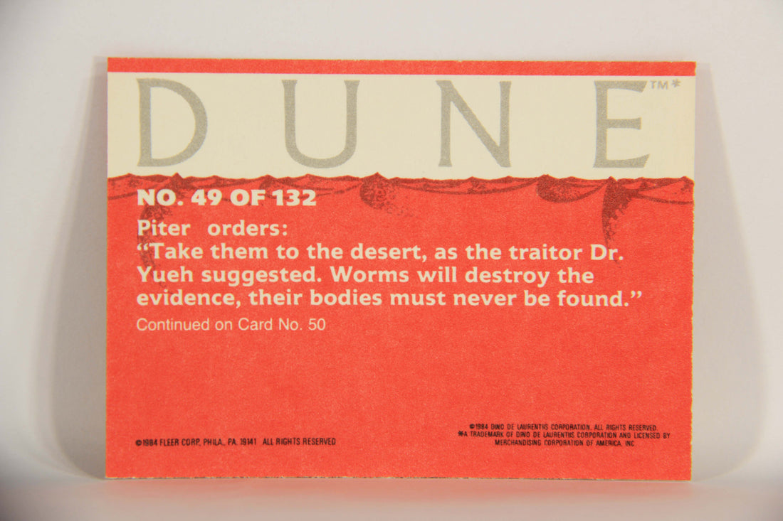 Dune 1984 Trading Card #49 Piter Orders Paul And Jessica Into The Desert L014354