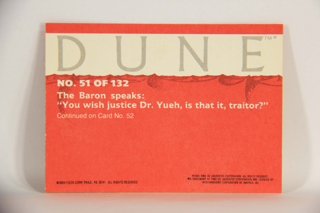 Dune 1984 Trading Card #51 The Baron Greets Dr. Yueh The Traitor L014356