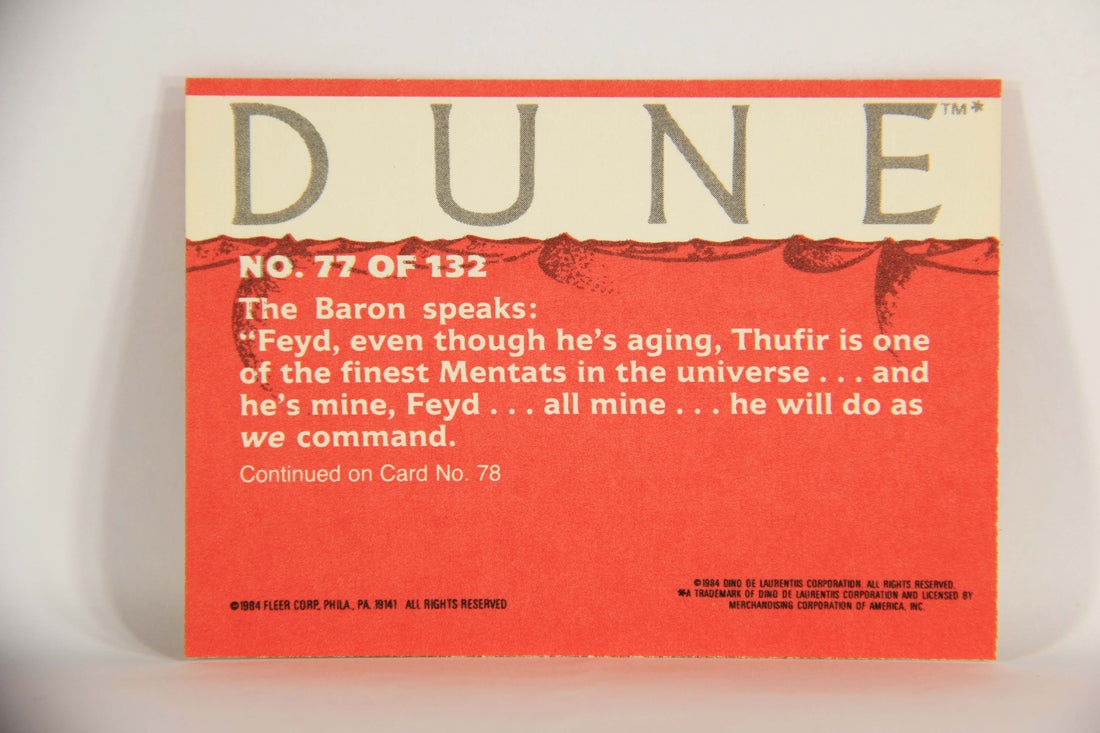 Dune 1984 Trading Card #77 The Baron And Feyd Go To Visit Thufir L014382
