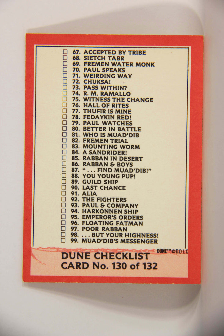 Dune 1984 Trading Card #130 Dune Checklist L014435